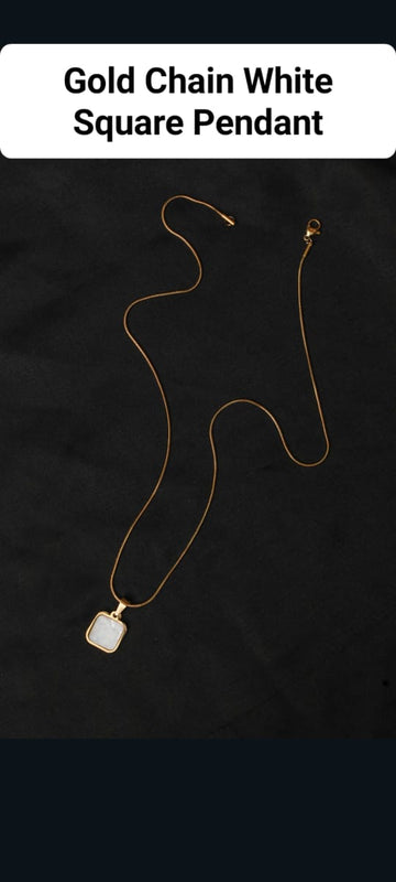 Gold Chain White Square Pendant