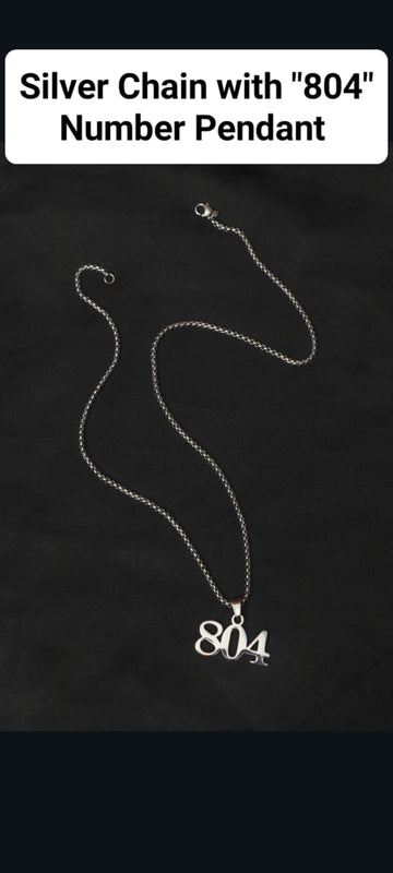 Silver Chain with "804" Number Pendant