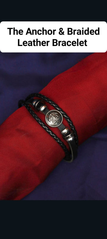 The Anchor & Braided Leather Bracelet