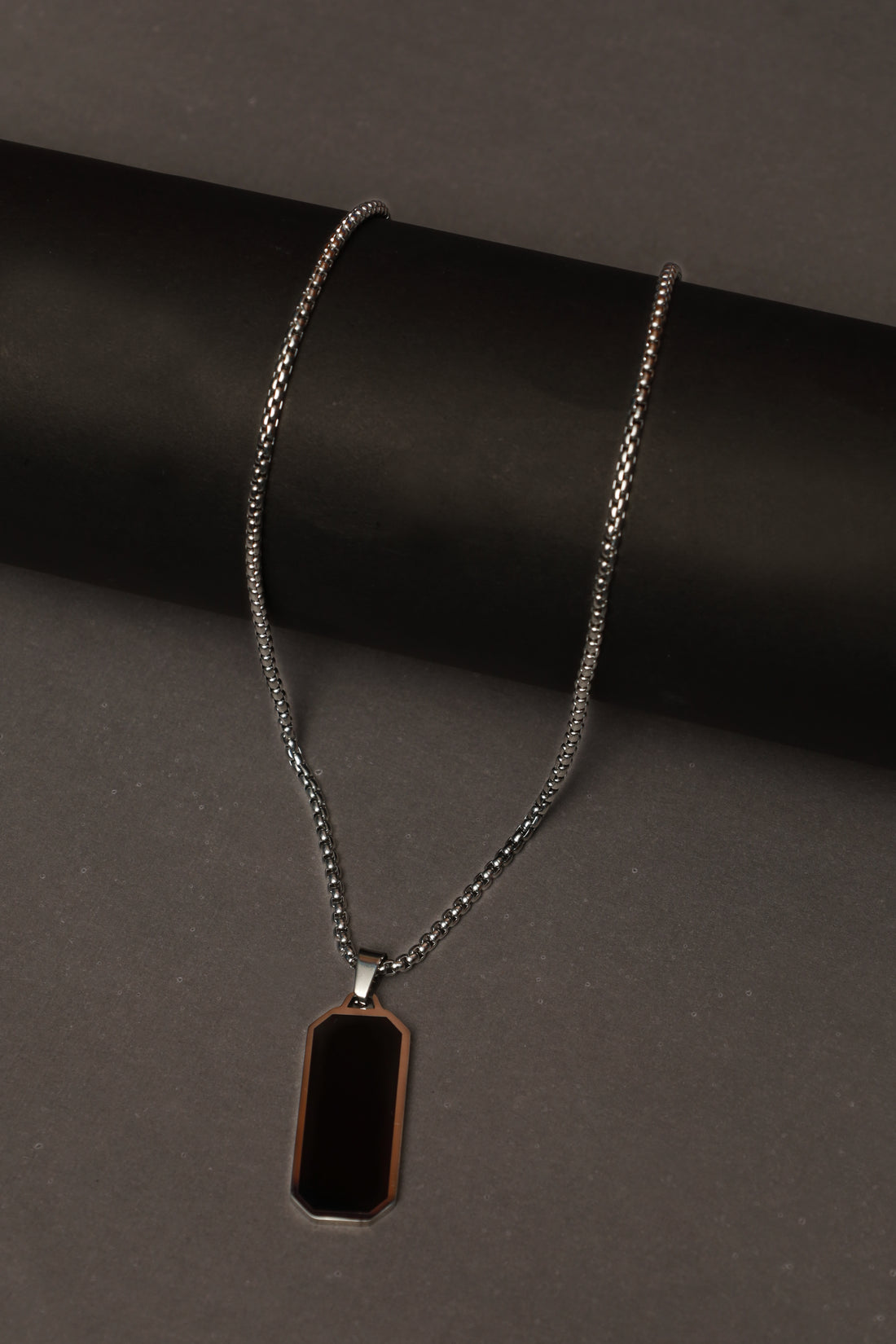 Silver Chain with Black DOG Pendent