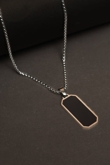 Silver Chain with Black DOG Pendent