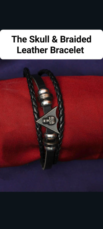 The Skull & Braided Leather Bracelet
