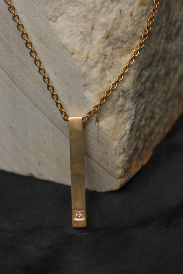 Gold Bar Pendant with Stone Detail
