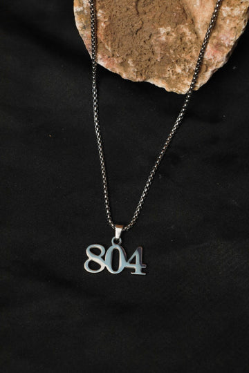 Silver Chain with "804" Number Pendant
