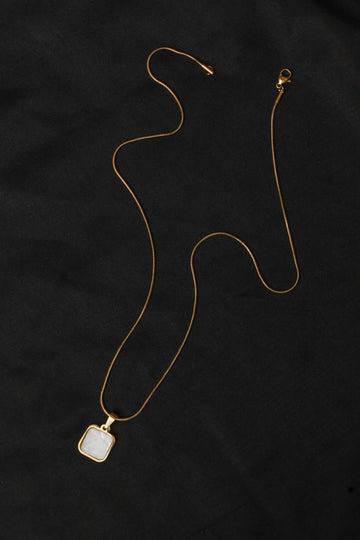 Gold Chain White Square Pendant