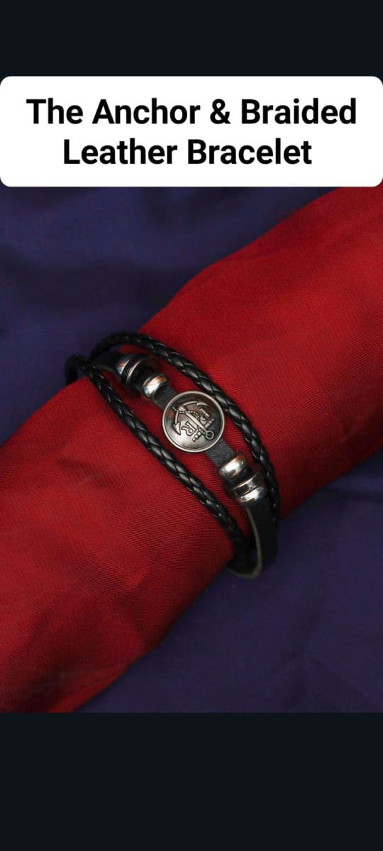 The Anchor & Braided Leather Bracelet