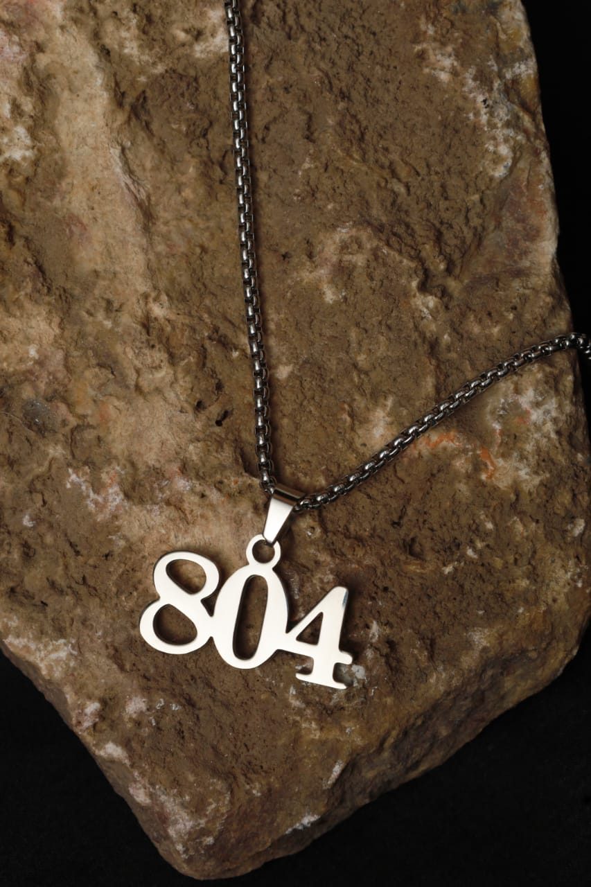 Silver Chain with "804" Number Pendant