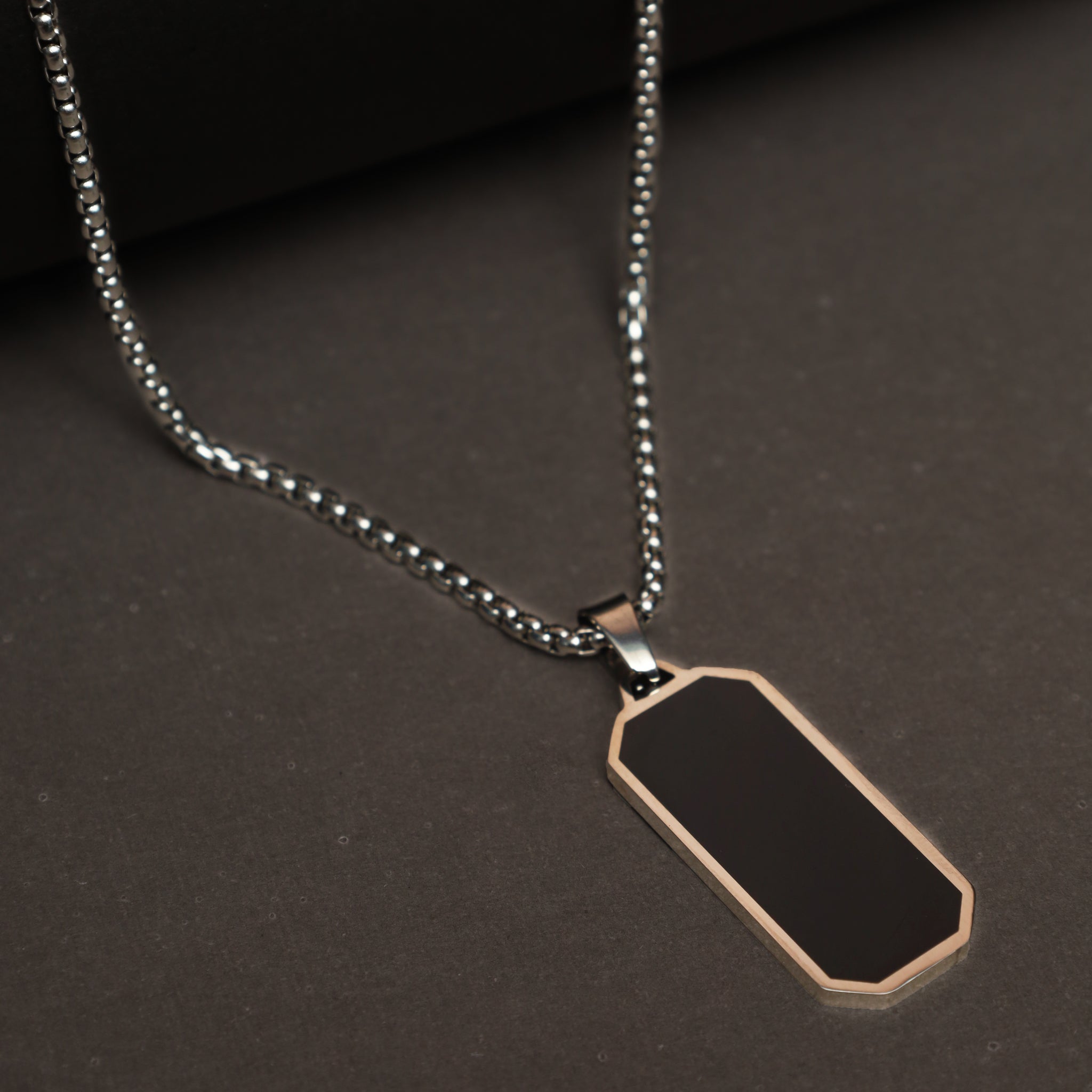 Silver Chain with Black DOG Pendent
