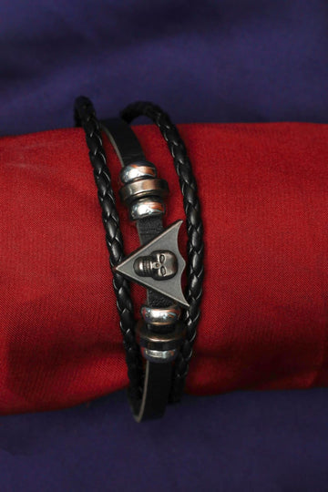 The Skull & Braided Leather Bracelet