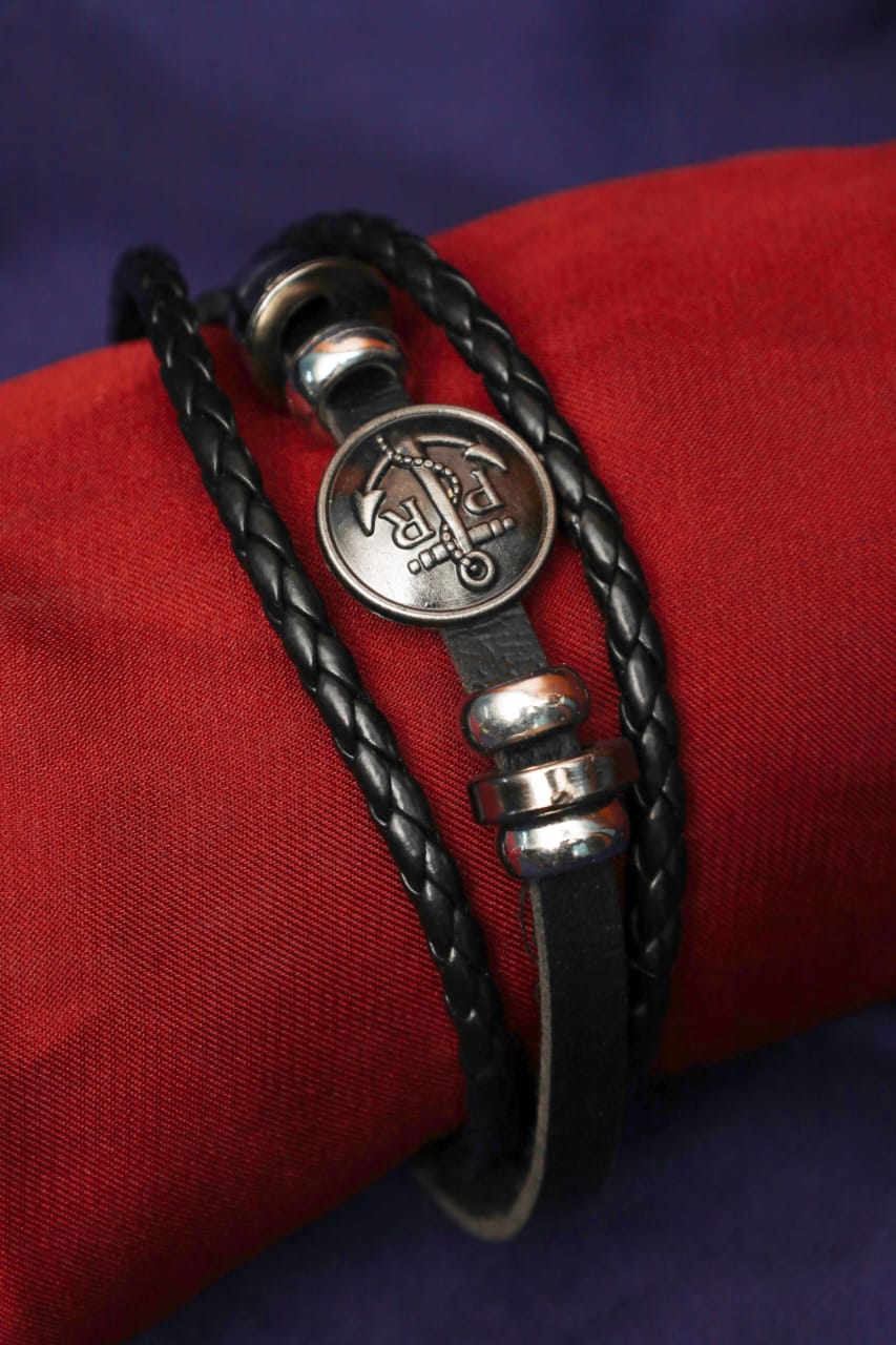 The Anchor & Braided Leather Bracelet