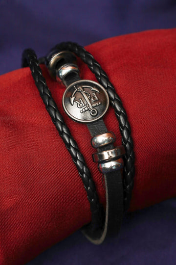 The Anchor & Braided Leather Bracelet