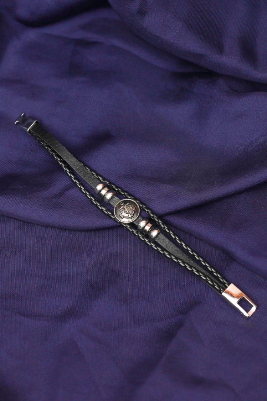 The Anchor & Braided Leather Bracelet